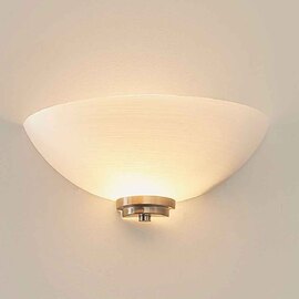 Augusta Glass Wall Light With Steel Base In Satin Chrome
