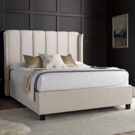 Augusta Velvet Ottoman Storage Double Bed In Warmstone