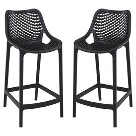 Aultas 65cm Black Polypropylene Bar Stools In Pair