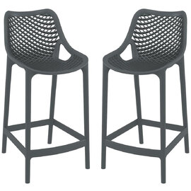 Aultas 65cm Dark Grey Polypropylene Bar Stools In Pair