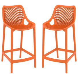 Aultas 65cm Orange Polypropylene Bar Stools In Pair