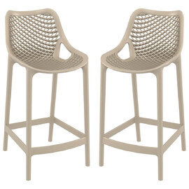 Aultas 65cm Taupe Polypropylene Bar Stools In Pair
