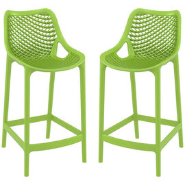 Aultas 65cm Tropical Green Polypropylene Bar Stools In Pair