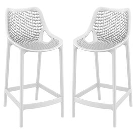 Aultas 65cm White Polypropylene Bar Stools In Pair