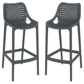 Aultas 75cm Anthracite Polypropylene Bar Stools In Pair