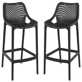 Aultas 75cm Black Polypropylene Bar Stools In Pair