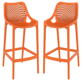 Aultas 75cm Orange Polypropylene Bar Stools In Pair