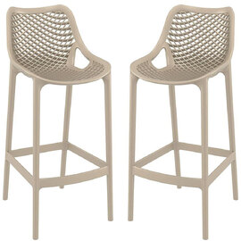 Aultas 75cm Taupe Polypropylene Bar Stools In Pair