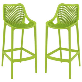 Aultas 75cm Tropical Green Polypropylene Bar Stools In Pair