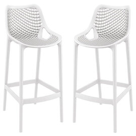 Aultas 75cm White Polypropylene Bar Stools In Pair