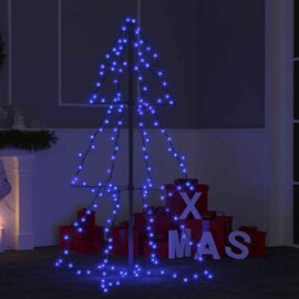 Aurelia 120cm Metal Christmas Cone Tree With 160 LEDs - Blue