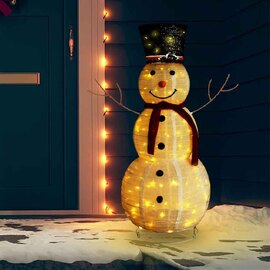 Aurelia 180cm Fabric Decorative Christmas Snowman With LED - White And Red