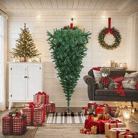 Aurelia 180cm PVC Upside-down Artificial Christmas With Stand - Green