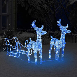 Aurelia Acrylic 2pcs Reindeers and Sleigh Christmas Decoration - Blue