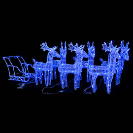 Aurelia Acrylic 6pcs Reindeers and Sleigh Christmas Decoration - Blue