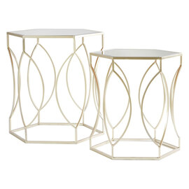 Avanto Hexagonal Glass Set of 2 Side Tables With Oval Frame
