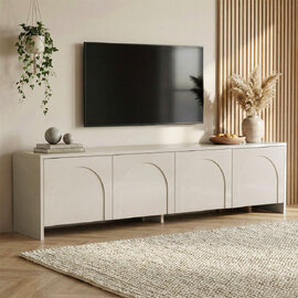 Avelis Wooden TV Stand with 4 Doors in Cream