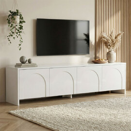 Avelis Wooden TV Stand with 4 Doors in White