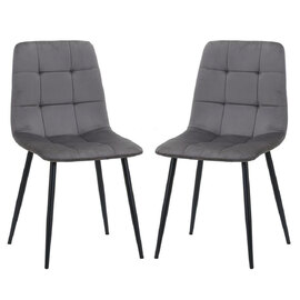 Avenel Grey Fabric Dining Chairs With Black Legs In Pair