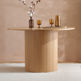 Avenel Wooden Round Dining Table In Oak