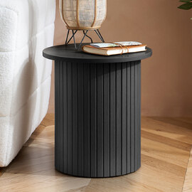 Avenel Wooden Round Side Table In Black