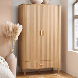 Avenel Wooden Wardrobe With 2 Doors 1 Drawer In Oak