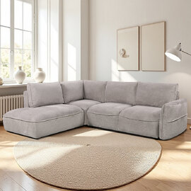 Avenyx Fabric Left-Handed Sofa Bed in Silver