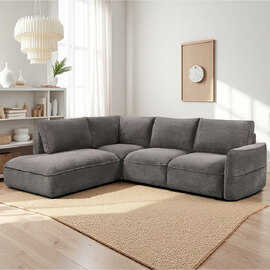 Avenyx Fabric Left-Handed Sofa Bed in Slate