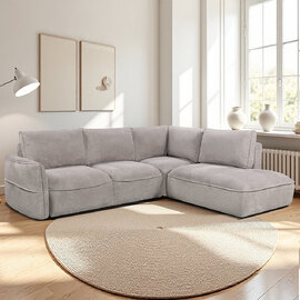 Avenyx Fabric Right-Handed Sofa Bed in Silver