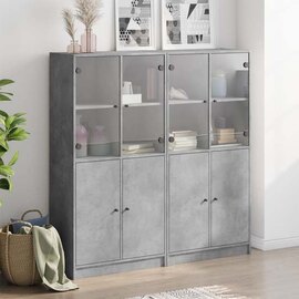 Avila Wooden Office Cabinet With 8 Doors In Concrete Grey