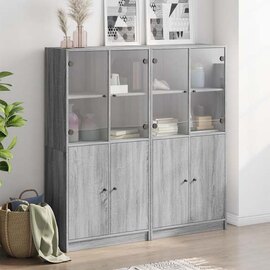 Avila Wooden Office Cabinet With 8 Doors In Grey Sonoma