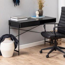 Avila Wooden Laptop Desk With 1 Sliding Door In Ash Black