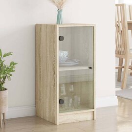 Avila Wooden Office Cabinet With 1 Glass Door In Sonoma Oak