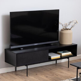 Avila Wooden TV Stand With 1 Sliding Door In Ash Black