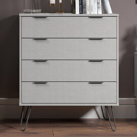 Avoch Wide Wooden Chest Of 4 Drawers In Grey