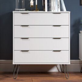 Avoch Wide Wooden Chest Of 4 Drawers In White