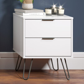 Avoch Wooden Bedside Cabinet With 2 Drawers In White