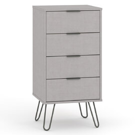 Avoch Narrow Wooden Chest Of 4 Drawers In Grey