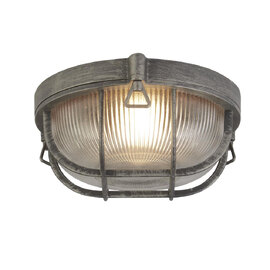 Avon Ribbed Glass Bulkhead Outdoor Light In Silver