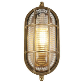 Avon Ribbed Glass Outdoor Light Oval In Brass