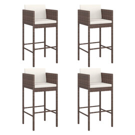 Avyanna Set Of 4 Poly Rattan Bar Chairs With Cushions In Brown
