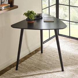 Avyron Wooden Triangular Dining Table in Black Ash