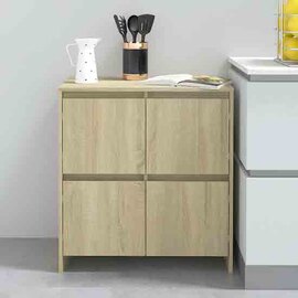 Axton Wooden Storage Cabinet With 4 Doors In Sonoma Oak