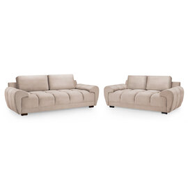 Aztec Plush Velvet 3+2 Seater Sofa Set In Mocha