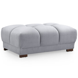 Aztec Plush Velvet Foot Stool In Grey