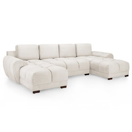 Aztec Plush Velvet U Shaped Corner Sofa In Cream