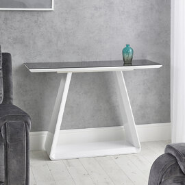 Azurro Glass Console Table In Black And High Gloss White