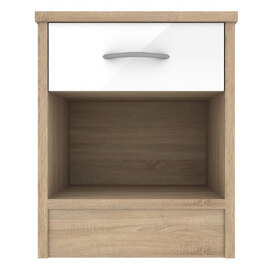 Babylon Wooden Bedside Cabinet With 1 White Gloss Drawer In Oak