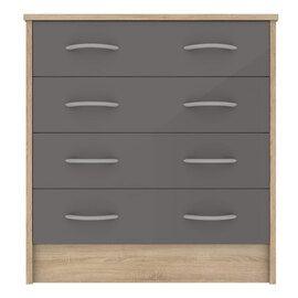 Babylon Wooden Chest Of 4 Grey Gloss Drawers In Oak