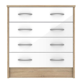 Babylon Wooden Chest Of 4 White Gloss Drawers In Oak